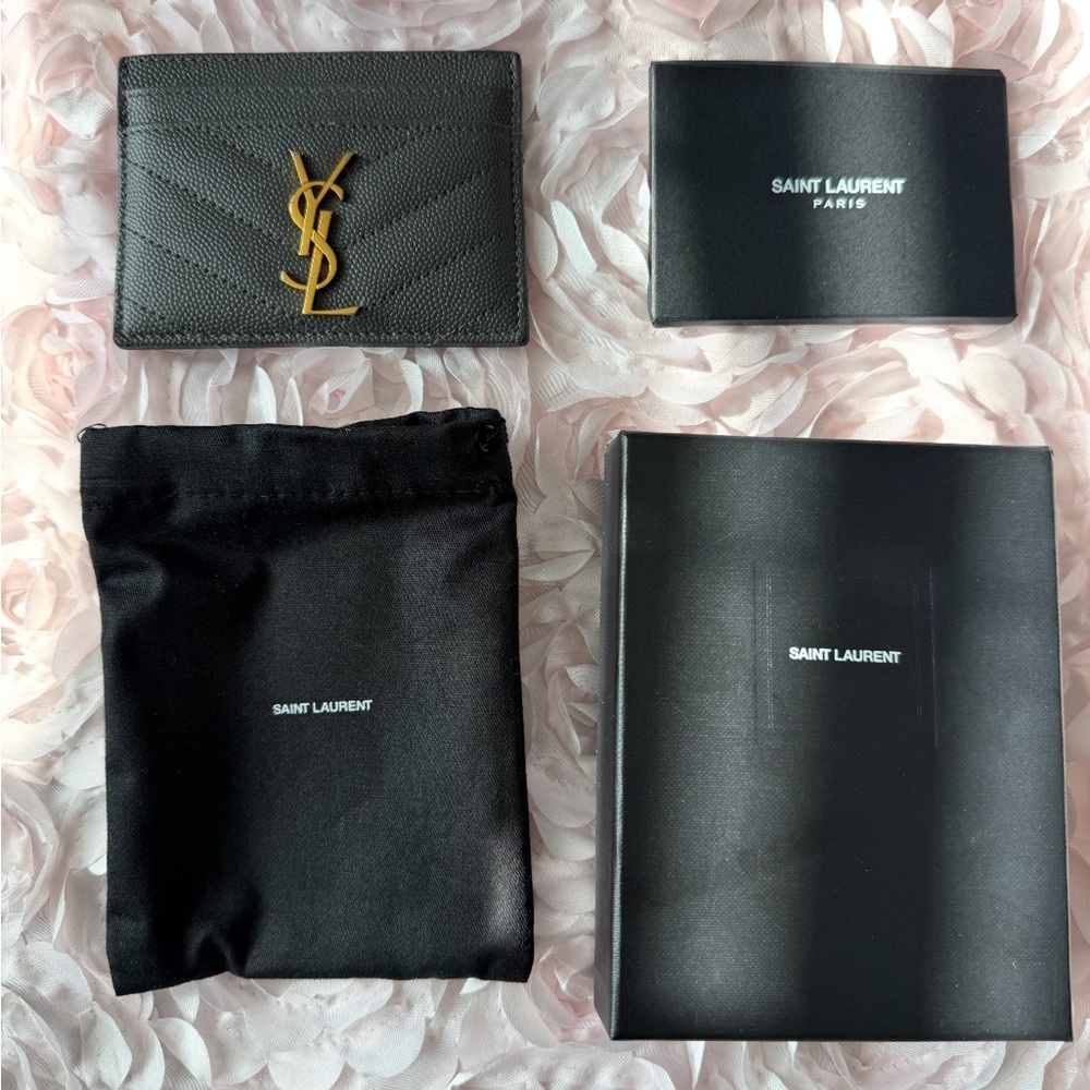 Saint Laurent “YSL” Card Case with Gold Logo - Picture 3 of 4